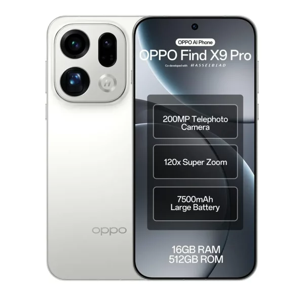 Oppo Find X9 Pro Dual Sim, 512GB, 16GB Ram, 5G - Silk White